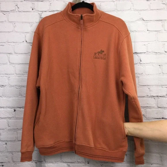 Artisans 1864 Saratoga Orange Mock Collar Long Sleeve Zippered Fleece Men's M - Picture 3 of 14